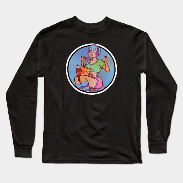 Gamer Betty Long Sleeve T-Shirt by Baddest Shirt Co.